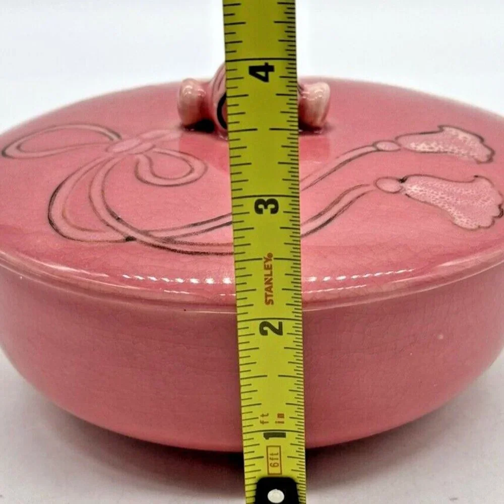 Moriyama Hand Painted Covered Dish‎ Bowl Powder Jar Rose Japan Floral Vintage